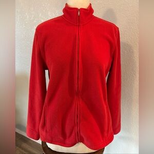 Women's LL Bean Red Fleece Jacket Size Large